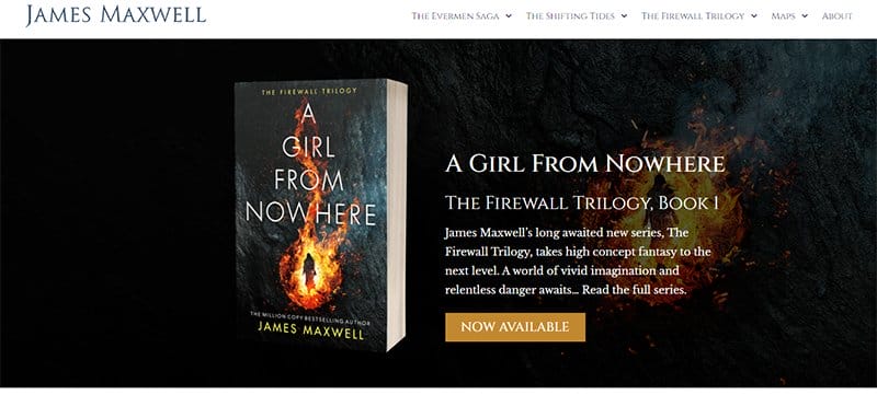 11. James Maxwell - Beautiful Book Website Design Example
