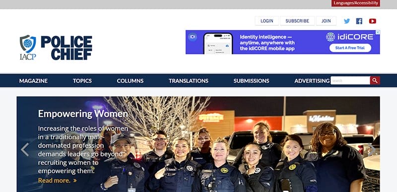 11. Police Chief Magazine - Best Police Website Design Example