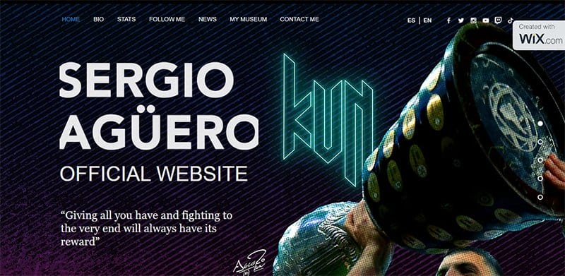 11. Sergio Aguero - Best Celebrity Website Example
