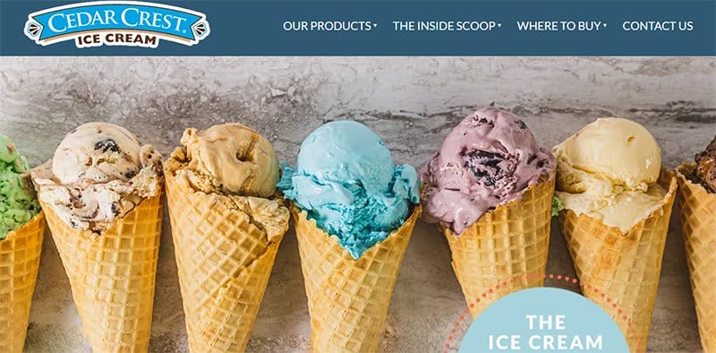 12. Cedar Crest Ice Cream - Best Looking Ice Cream Websites to Check Out