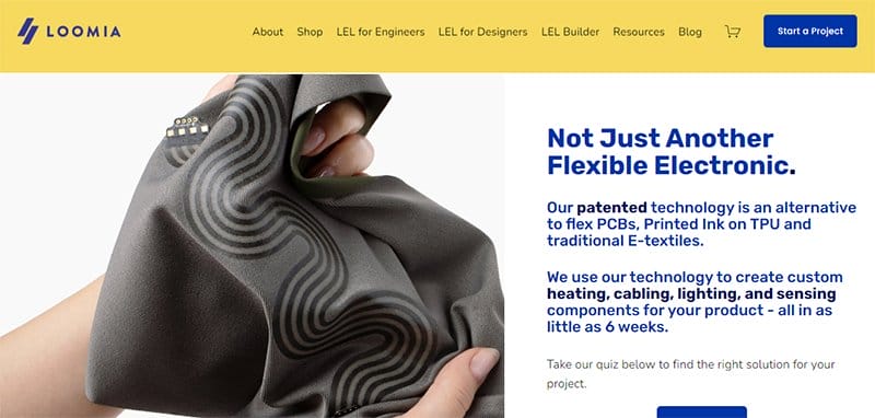 13. Loomia Soft Electronics - Great Electronics Website Examples