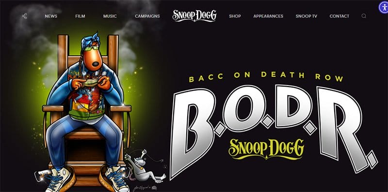 13. Snoop Dogg - Best Celebrity Website Example