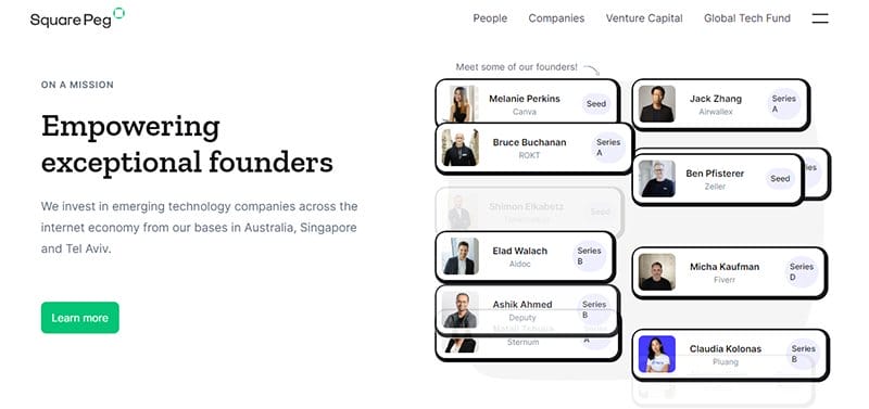 13. Square Peg - Best Examples of Venture Capital Website Design