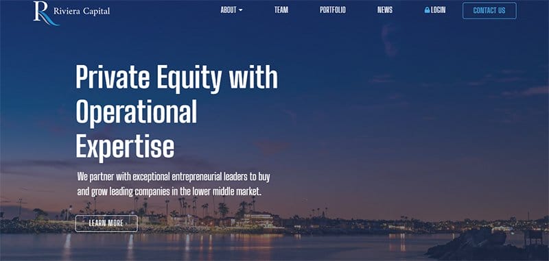14. Riviera Capital - Outstanding Examples of Private Equity Website Example