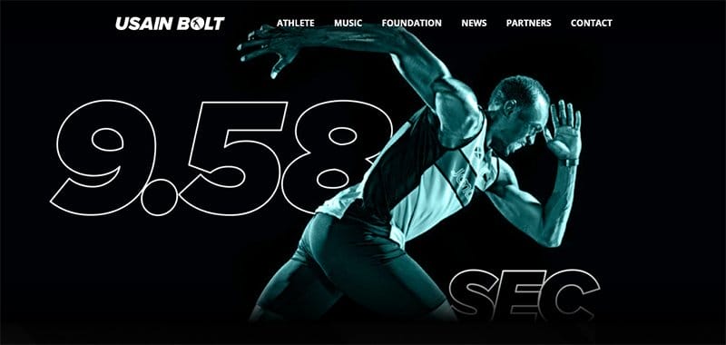 14. Usain Bolt - Best Celebrity Website Example