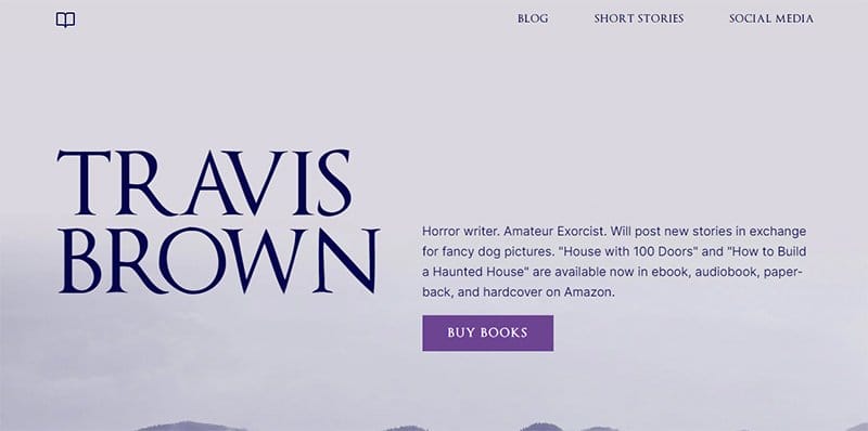 15. Travis Brown - Beautiful Book Website Design Example