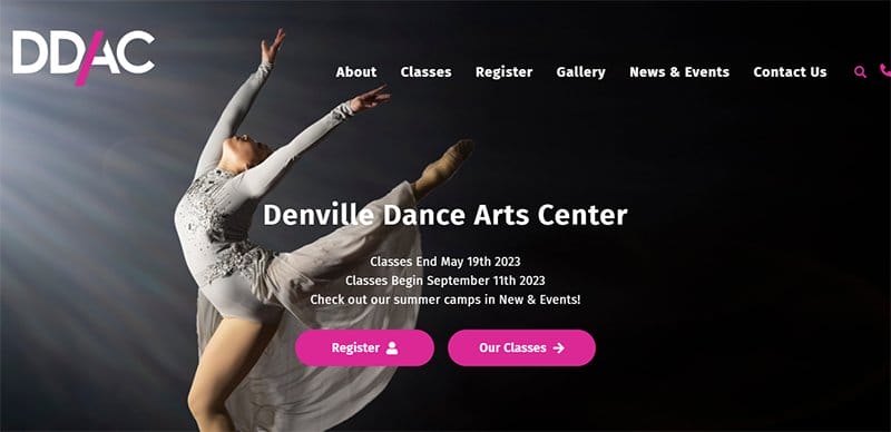 16. Denville Dance Arts Center - Best Dance Studio Web Design Idea