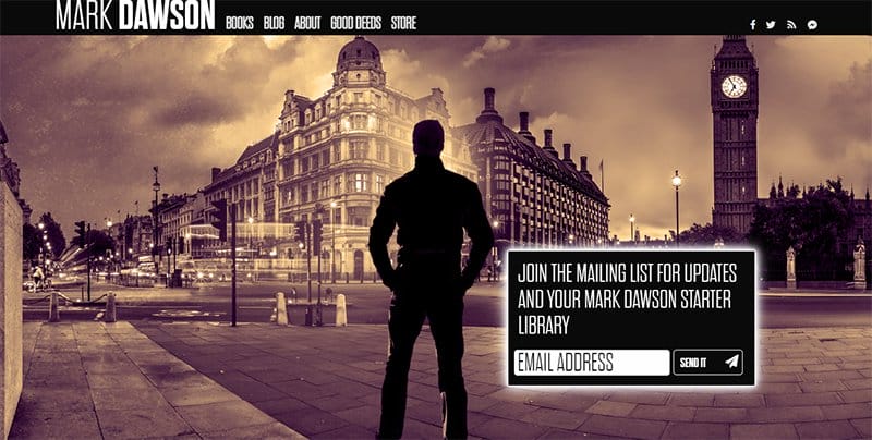 17. Mark Dawson - Beautiful Book Website Design Example