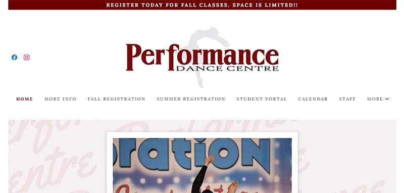 17. Performance Dance Centre - Best Dance Studio Web Design Idea