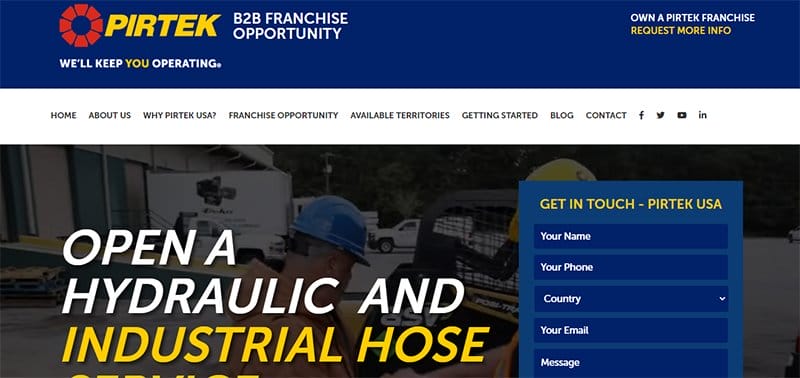 18. PIRTEK - Best Franchise Website Designs