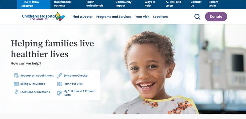19. Children's Hospital Los Angeles - Best Hospital Website Designs That Will Inspire Yours