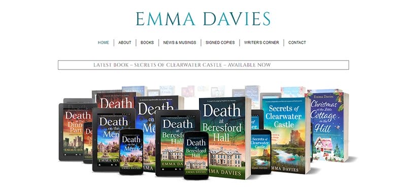 19. Emma Davies - Beautiful Book Website Design Example