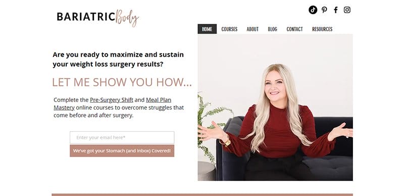 2. Bariatric Body - Best Dietitian Website Examples