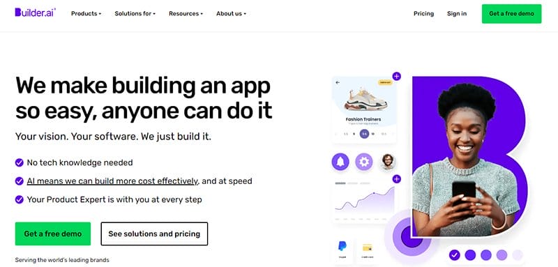 2. Builder.ai - Artificial Intelligence Companies in India Example