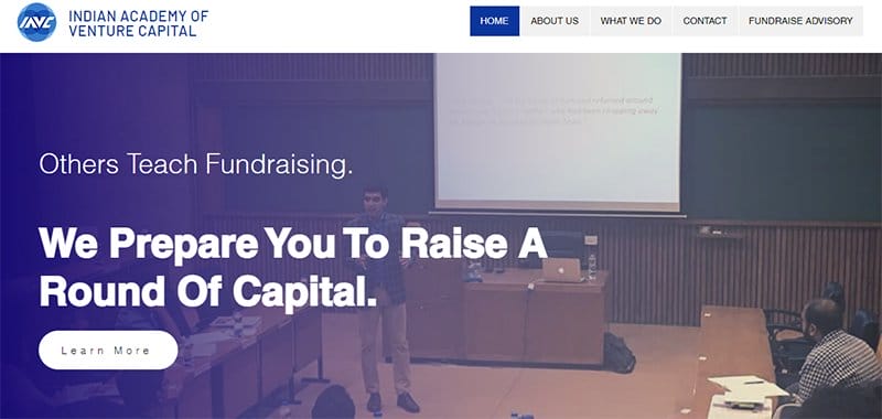 2. Indian Academy of Venture Capital - Best Examples of Venture Capital Website Design