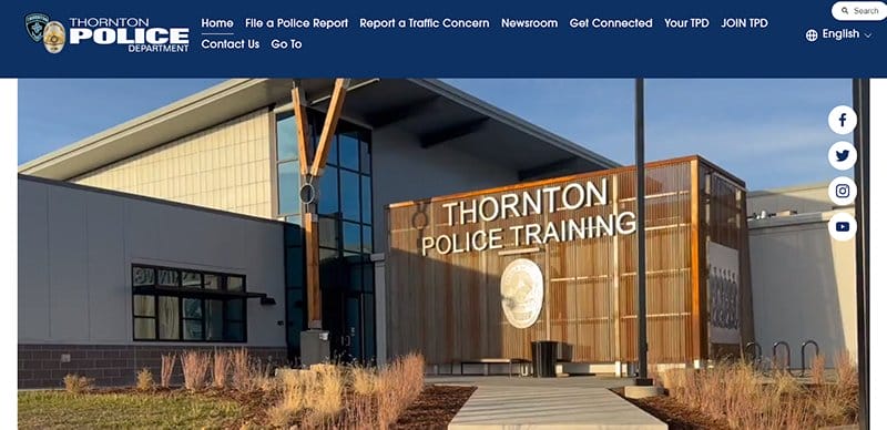 2. Thornton Police Department - Best Police Website Design Example