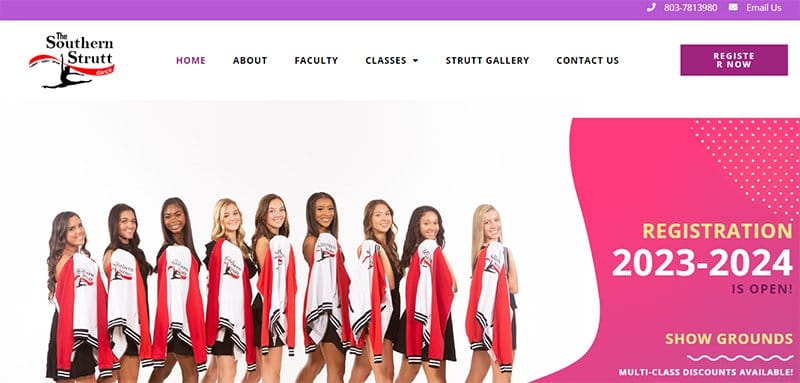 20. Southern Strutt Dance Studio - Best Dance Studio Web Design Idea
