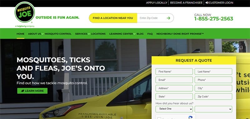 21. Mosquito Joe - Best Franchise Website Designs
