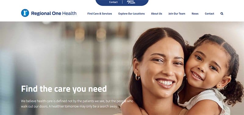 21. Regional One Health - Best Hospital Website Designs That Will Inspire Yours