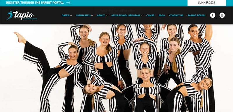 22. Tapio School of Dance &Gymnastics - Best Dance Studio Web Design Idea