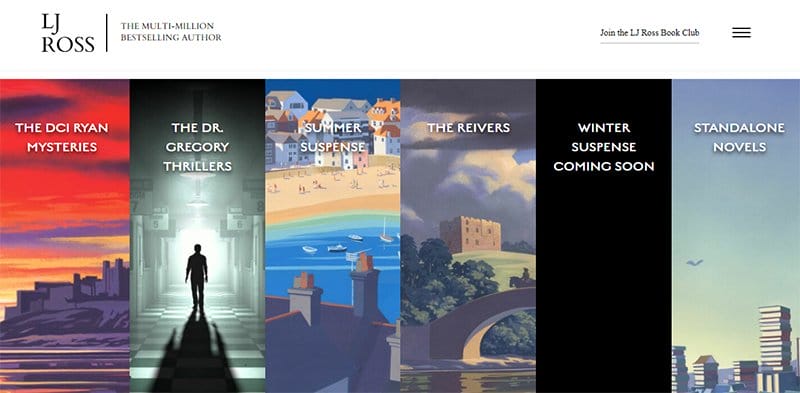 23. LJ Ross - Beautiful Book Website Design Example