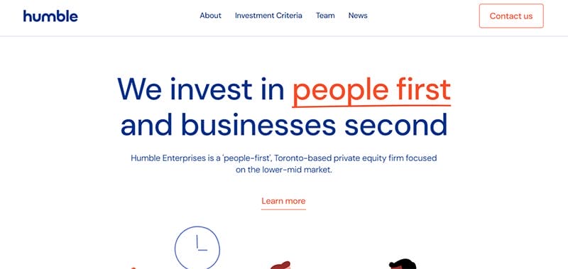 24. Humble Enterprises - Outstanding Examples of Private Equity Website Example