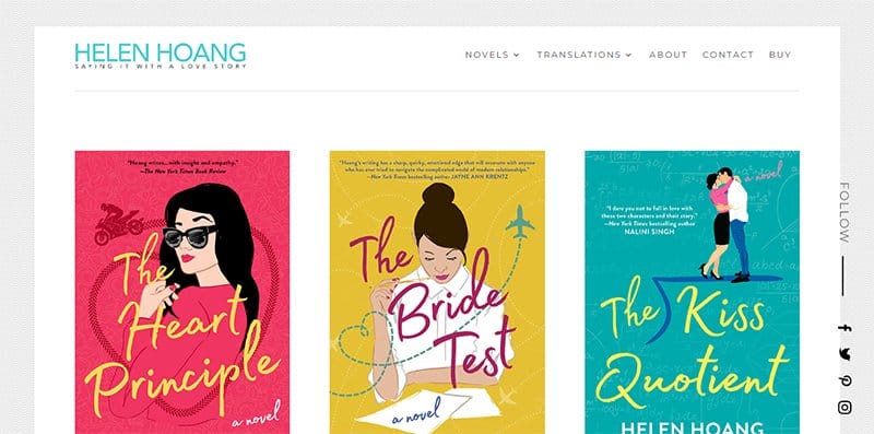 25. Helen Hoang - Beautiful Book Website Design Example