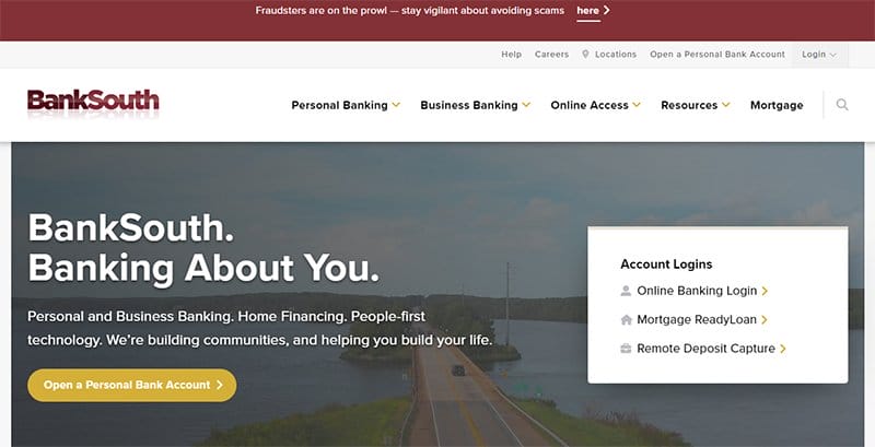 3. BankSouth - Best Bank Website Designs To Inspire You Example