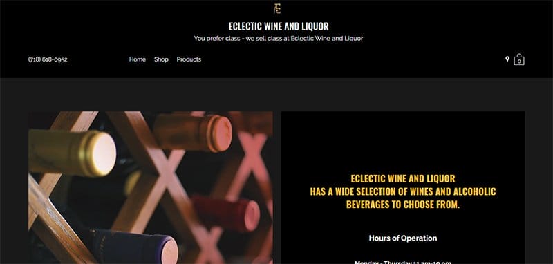 3. Eclectic Wine and Liquor - Best Liquor Website Design Example