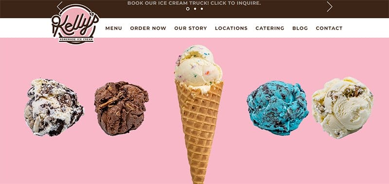 3. Kelly's Ice Cream - Best Looking Ice Cream Websites to Check Out