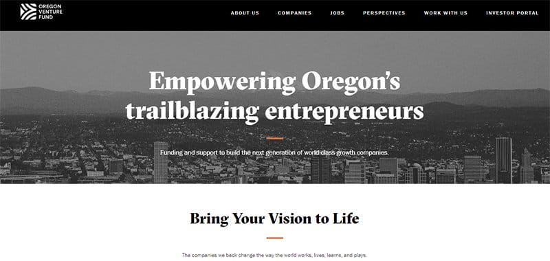 3. Oregon Venture Fund - Best Examples of Venture Capital Website Design