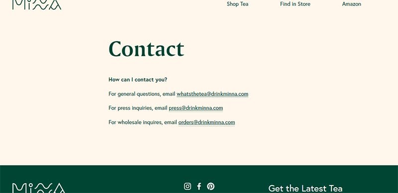 30. Minna - Contact Us Page Example
