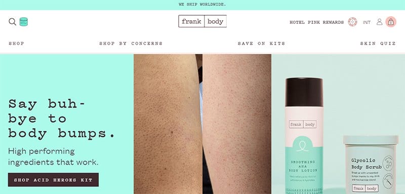 31. Frank Body - Above-the-Fold Content Examples to Inspire
