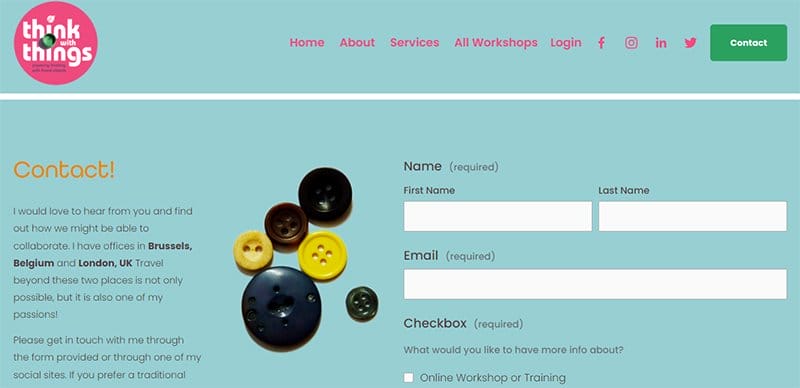 37. Think with Things - Contact Us Page Example