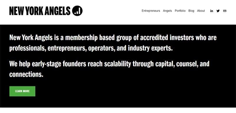 4. New York Angels - Best Examples of Venture Capital Website Design