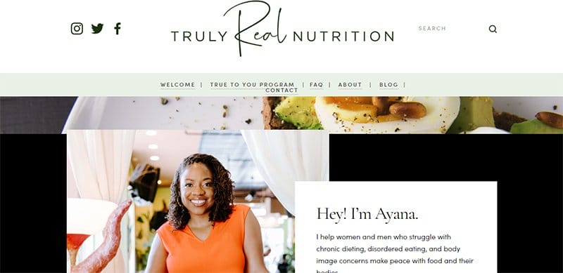 4. Truly Real Nutrition - Best Dietitian Website Examples