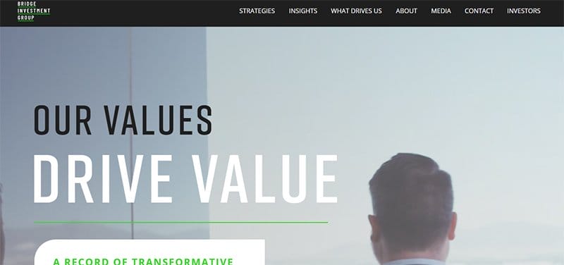 5. Bridge Investment Group - Outstanding Examples of Private Equity Website Example