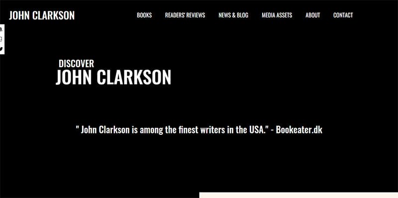 5. John Clarkson - Beautiful Book Website Design Example