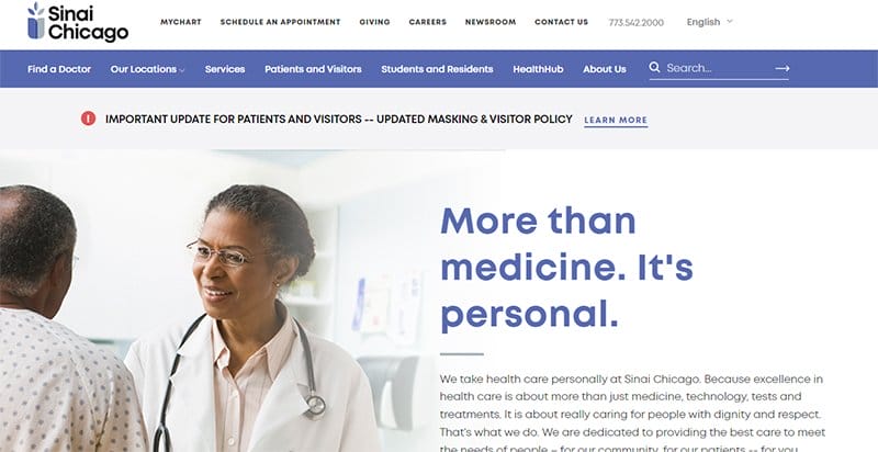 5. Sinai Chicago - Best Hospital Website Designs That Will Inspire Yours