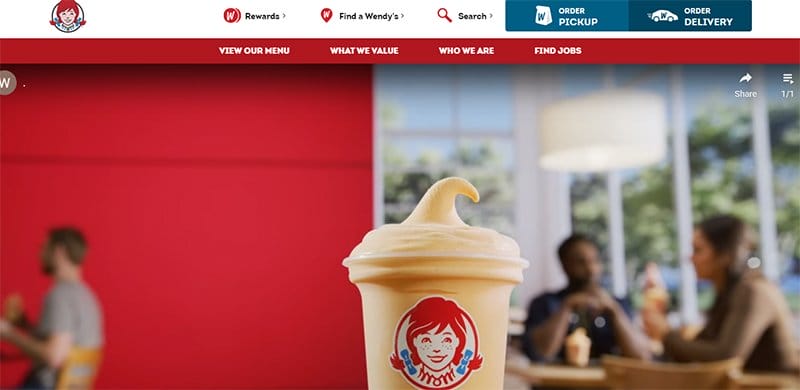 5. Wendy’s - Best Franchise Website Designs