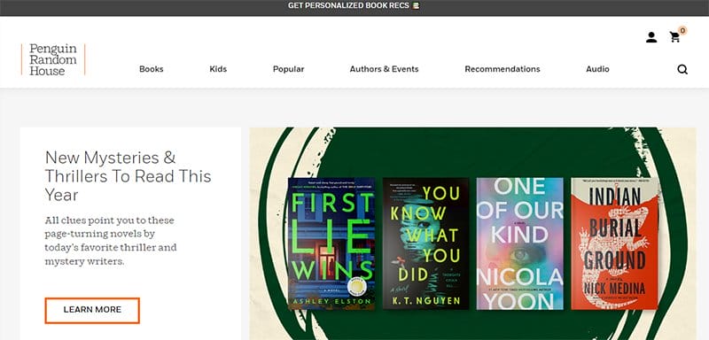6. Penguin Random House - Best Publisher Websites Example