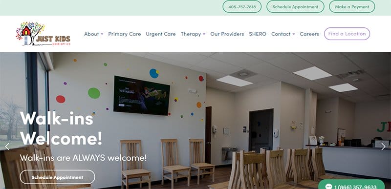 7. Just Kids Pediatrics - Best Hospital Website Designs That Will Inspire Yours