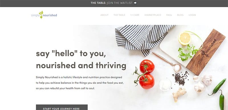 7. Simply Nourished - Best Dietitian Website Examples