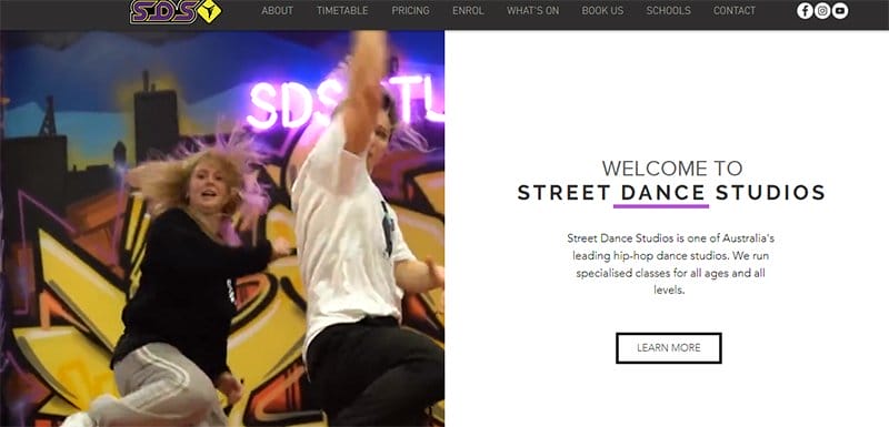 7. Street Dance Studios - Best Dance Studio Web Design Idea