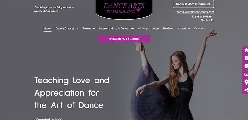 8. Dance Arts by Maria Inc - Best Dance Studio Web Design Idea