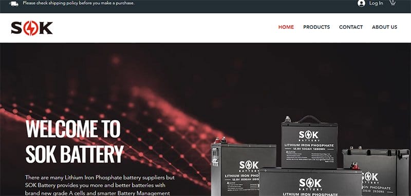 8. SOK Battery - Great Electronics Website Examples