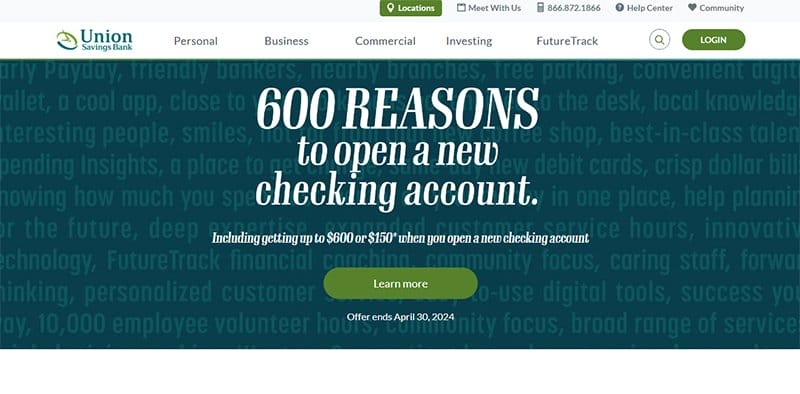8. Union Savings Bank - Best Bank Website Designs To Inspire You Example