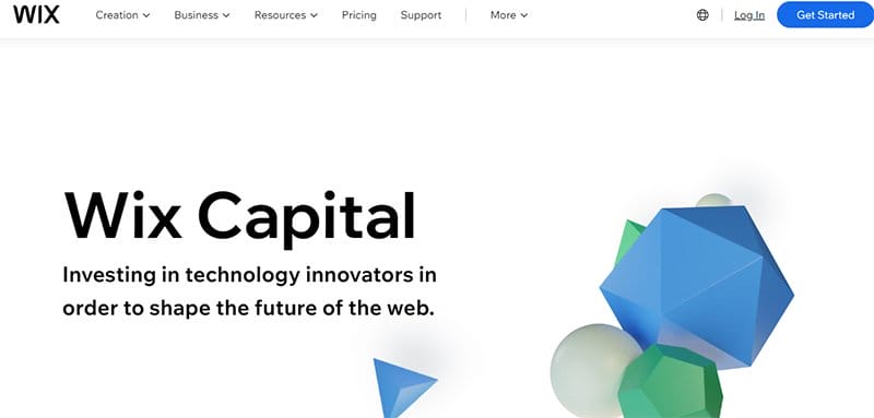8. Wix Capital - Best Examples of Venture Capital Website Design