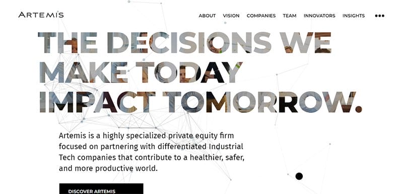 9. Artemis - Outstanding Examples of Private Equity Website Example