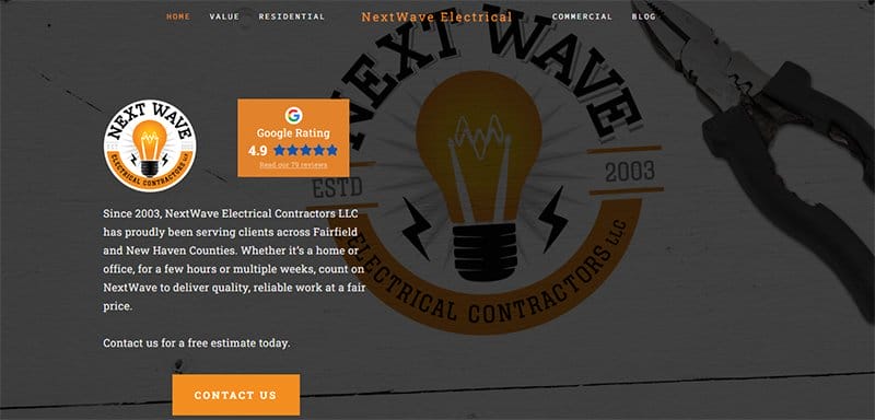 9. NextWave Electrical - Great Electronics Website Examples